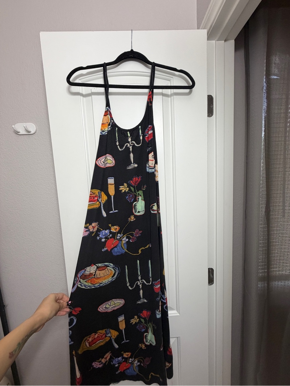 Lisa Says Gah Black Maxi Dress with Multicolor Party Print - Picture 2 of 4